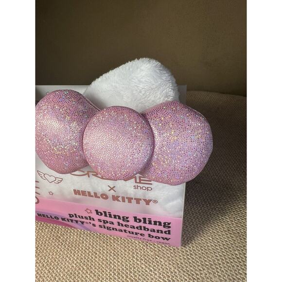 HELLO KITTY White Kitty Ears with PINK GLITTER BOW Headband-NWT - Picture 2 of 6
